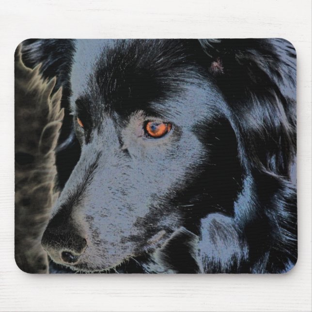 Black Border Collie Face  Mouse Pad (Front)