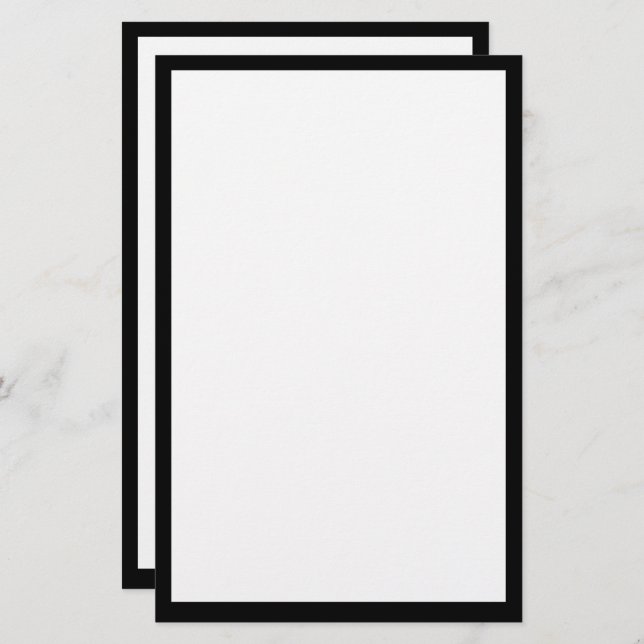 Black Border Edge Solid White Plain Custom Colour Stationery (Front/Back)