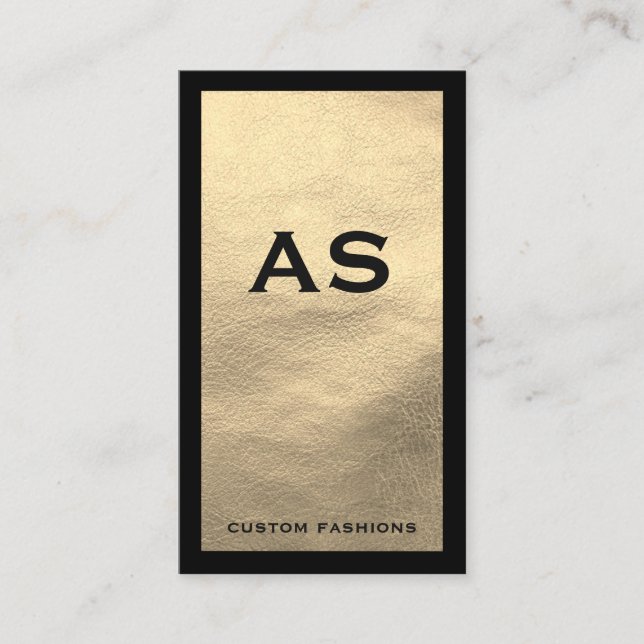 Black Border Faux Leather Business Card (Front)