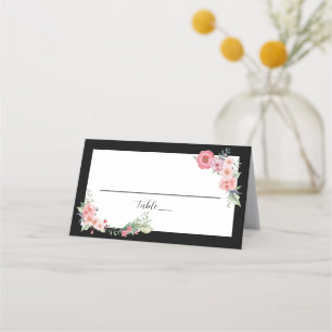 Black Border Floral Place Card