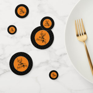 Black Border Happy Halloween Grave Yard Confetti