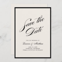 Black Border Ivory Modern Save the Date