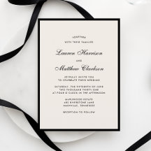 Black Border Ivory Modern Wedding Invitation