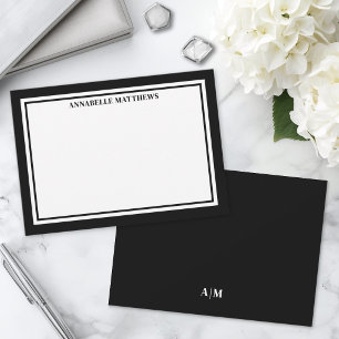Black Border Minimalist Name Monogram Card