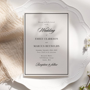 Black border modern wedding invitation