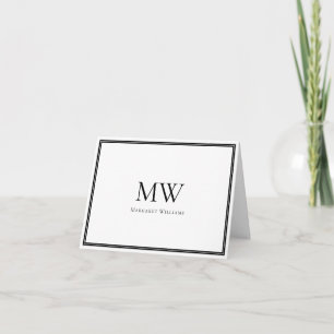Black Border Monogram Business Thank You Card