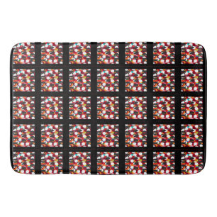 Black border patterned squares art designed bath mat