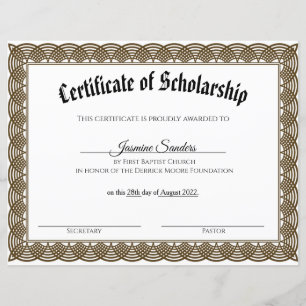 Black Border Scholarship Certificate