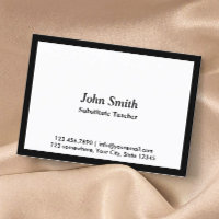 Black Border Substitute Teacher Business Card
