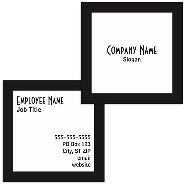 Black Border White Square Black Text Square Business Card (Black Border White Square Black Text Square Business Card)
