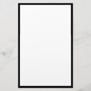 Black Bordered Edges Solid White Background Stationery