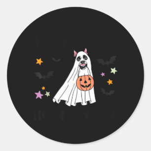 Black Boston Terrier Boo Dog Lover Costume Happy Classic Round Sticker
