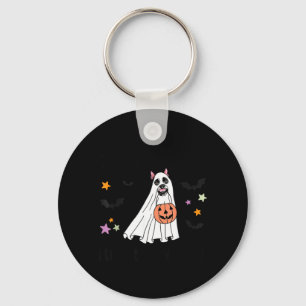 Black Boston Terrier Boo Dog Lover Costume Happy Key Ring