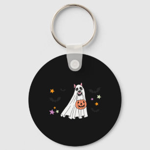 Black Boston Terrier Boo Dog Lover Costume Happy Key Ring