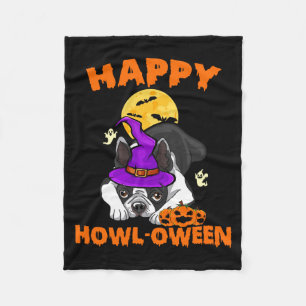 Black Boston Terrier Witch Costume Dog Lover Happy Fleece Blanket