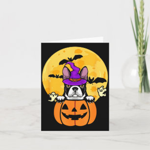 Black Boston Terrier Witch Dog Lover Halloween Card
