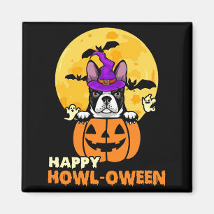 Black Boston Terrier Witch Dog Lover Happy Magnet