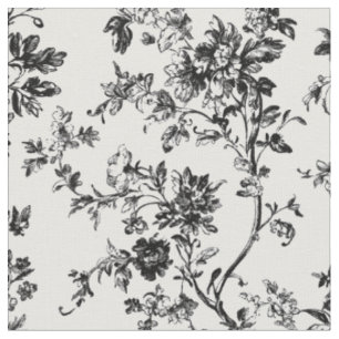 Black Botanical Branch Toile Fabric