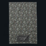 Black botanical elegant modern family gift decor tea towel<br><div class="desc">Sage green,  black,  brown green and grey elegant modern foliage eucalyptus watercolor botanical natural Christmas holiday gift decor. Simple,  clean elegant minimal design. With space for family name personalisation.</div>