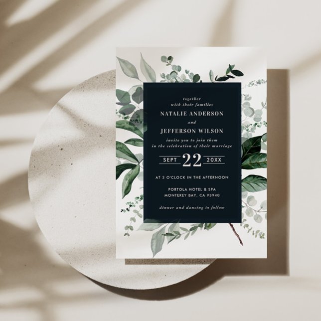 Black botanical floral elegant wedding details QR Invitation (Creator Uploaded)