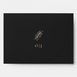 Black Botanical Monogram Wedding Envelope