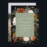 Black botanical rustic photo save the date<br><div class="desc">Rustic watercolor floral wedding photo save the date invite. With beautiful rust,  terracotta,  blush pink,  black and sage green pampas grass eucalyptus watercolor details. This modern wedding invite is sure to set the style for your big day.</div>