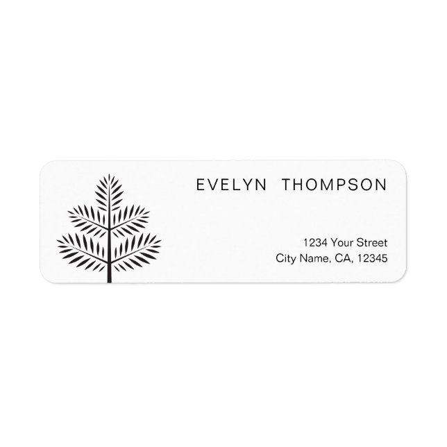 Black Botanical Tropical Branch Return Address Return Address Label (Front)
