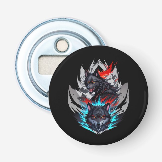 Black Bottle Openers WITH Wolves Design (Front)