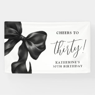 Black Bow 30th 40th 50th Birthday  Banner