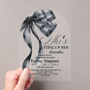 Black Bow 30th Birthday Acrylic Invitations
