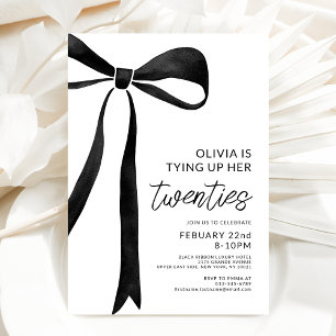 Black Bow 30th Birthday Party Celebration Script Invitation