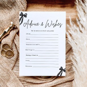 Black Bow Advice and Wishes Bridal Shower Game Invitation