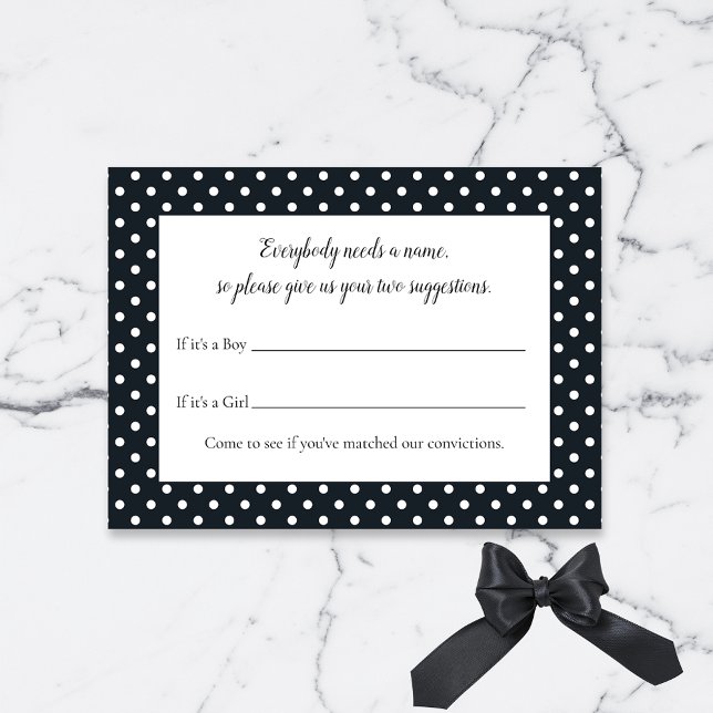 Black Bow Baby Name Suggestion Baby Shower Game Enclosure Card (Creator Uploaded)