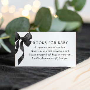 Black Bow Baby Shower Books for Baby Enclosure Card
