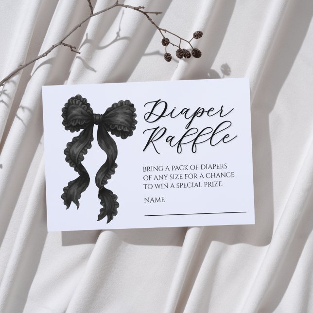 Black Bow Baby Shower Diaper Raffle Enclosure Card (Creator Uploaded)