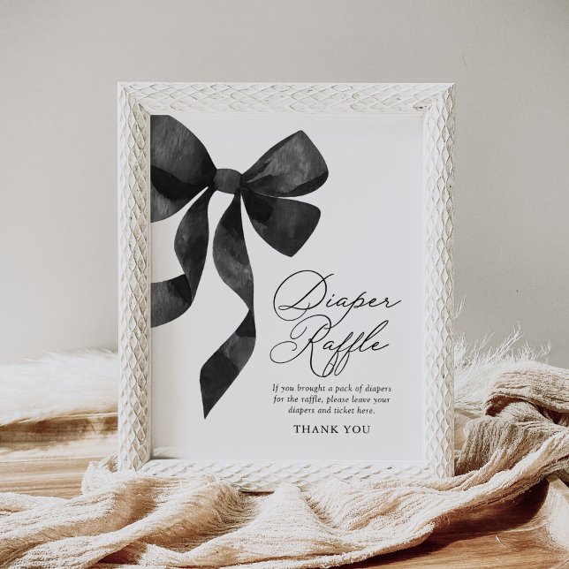 Black Bow Baby Shower Diaper Raffle Sign (Creator Uploaded)