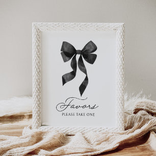 Black Bow Baby Shower Favours Sign