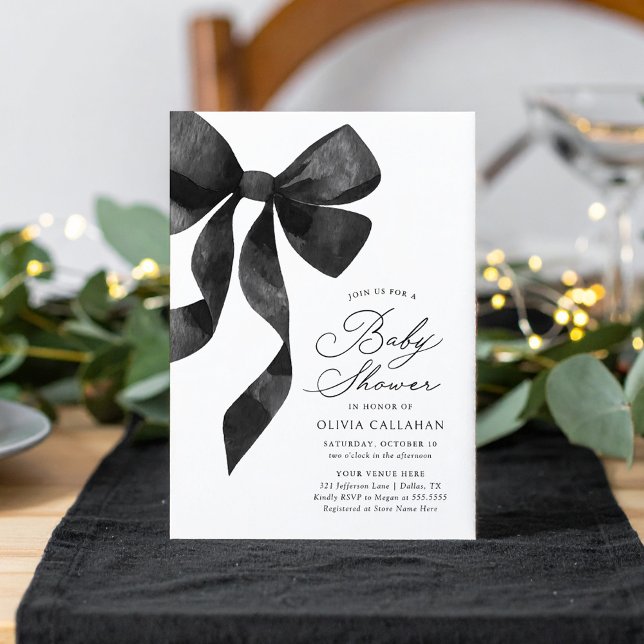 Black Bow Baby Shower Invitation (Creator Uploaded)