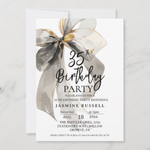  Black Bow Birthday Party Woman Invitation