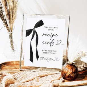 Black Bow Bridal Recipe Cards Sign
