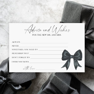 black Bow Bridal Shower Advice and Wishes Stationery