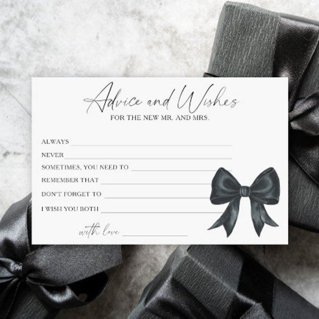 black Bow Bridal Shower Advice and Wishes Stationery (Creator Uploaded)