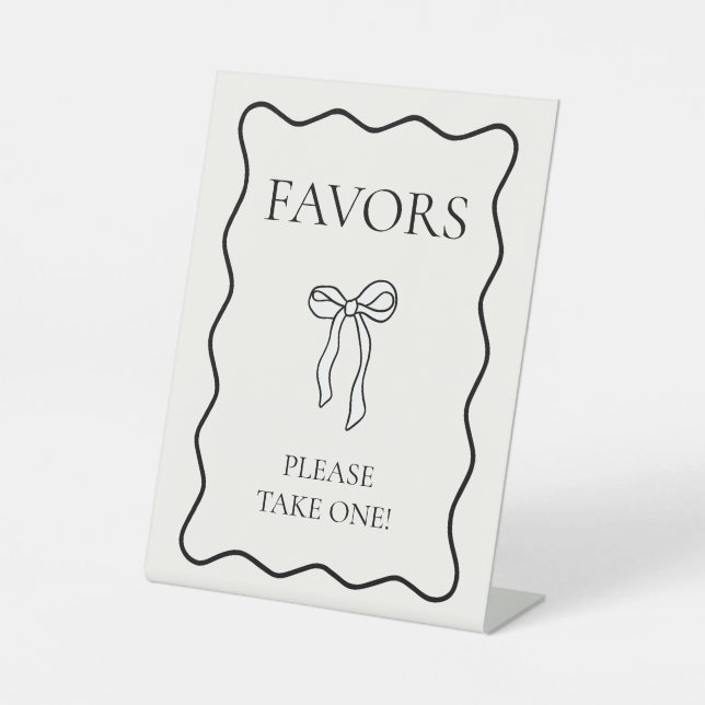 Black Bow Bridal Shower Favour Pedestal Sign (Front)