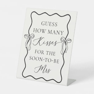 Black Bow Bridal Shower Guess How Many Kisses Pedestal Sign