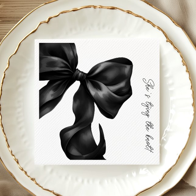 Black Bow Bridal Shower Napkin (Creator Uploaded)