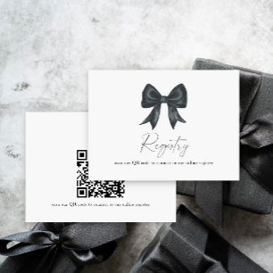 black Bow bridal shower QR code for registry  Enclosure Card