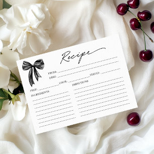 Black Bow Bridal Shower Recipe Card