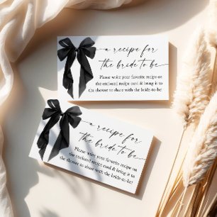 Black Bow Bridal Shower Recipe Request Enclosure Card