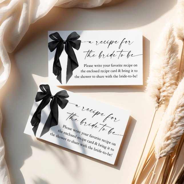 Black Bow Bridal Shower Recipe Request Enclosure Card (Creator Uploaded)