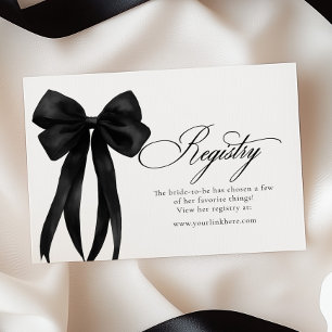 Black Bow Bridal Shower Registry  Enclosure Card